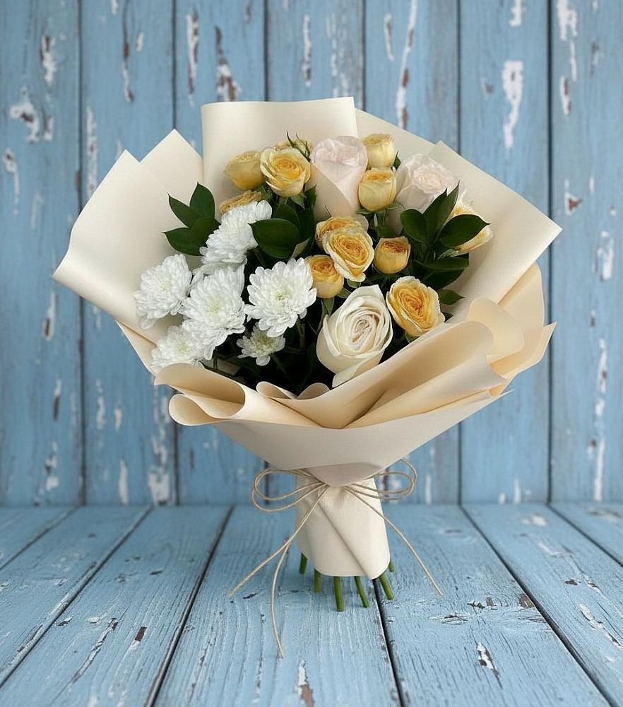 Букет цветов из: Розы и Хризантемы в Лобва