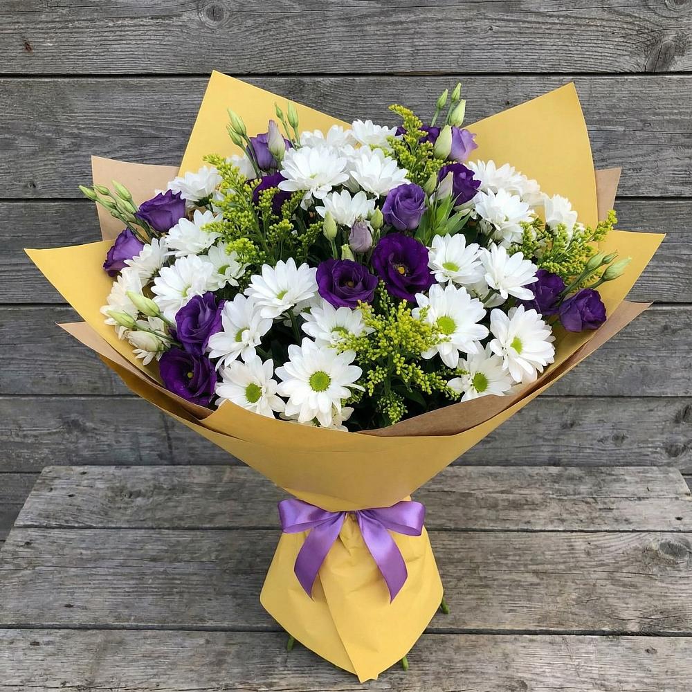 Букет цветов из: Ирисы, Хризантемы и Ромашки в Лобва