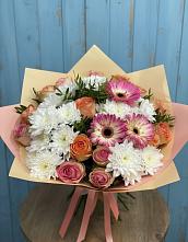 Букет цветов из:  Розы, Герберы и Хризантемы #REPLACE_PRED# Лобва