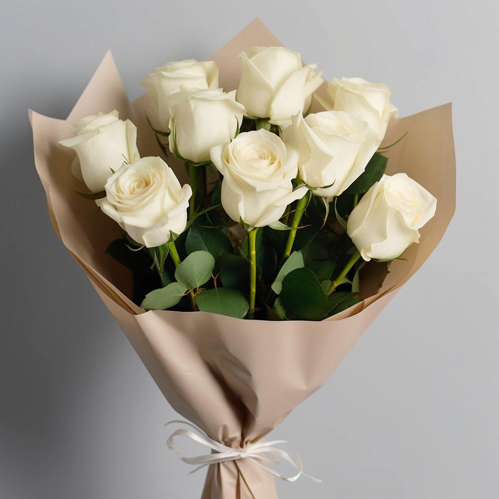 Букет 9 Белых роз Эдлесс Лав в Лобва