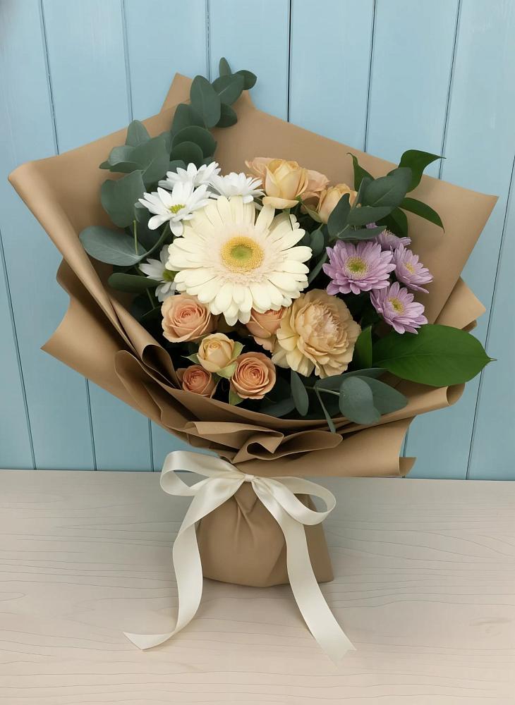 Букет цветов из: Герберы и Хризантемы в Лобва