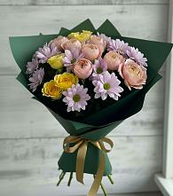 Букет цветов из:  Хризантемы и Розы в Лобва
