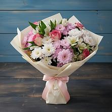 Букет цветов из:  Хризантемы, Альстромерии и Розы в Лобва