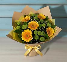 Букет цветов из:  Герберы и Хризантемы в Лобва