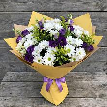 Букет цветов из:  Ирисы, Хризантемы и Ромашки #REPLACE_PRED# Лобва