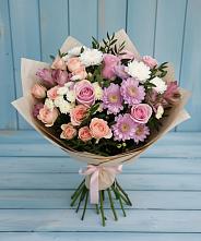 Букет цветов из:  Хризантемы, Розы и Альстромерии в Лобва