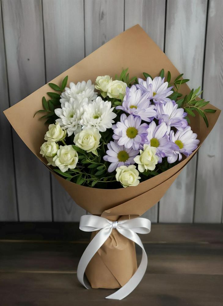 Букет цветов из: Хризантемы и Розы в Лобва